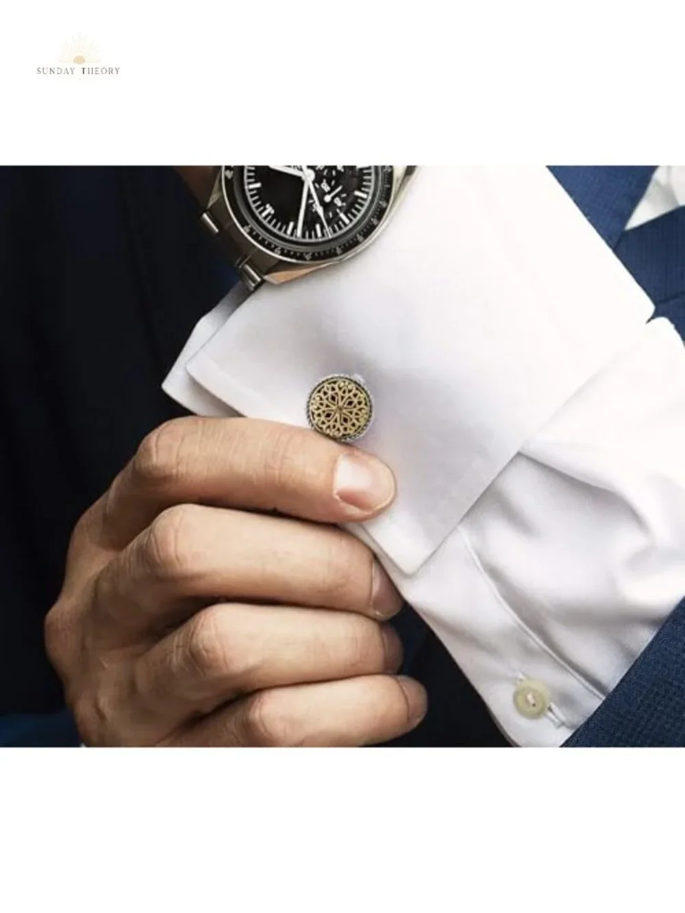 18K Gold Plated Men's Cuff Links with Wooden Gift Box – Wedding, Business, Gift